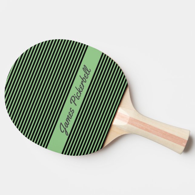 Customisable Green-Black Stripes Ping Pong Paddle (Side)