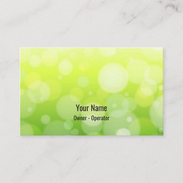 Customisable green bokeh business card (Front)