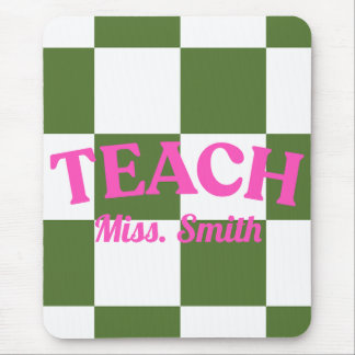 Customisable Green Chequered Teacher Clipboard  Mouse Pad