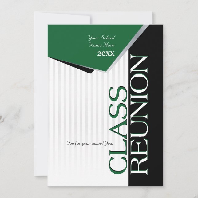 Customisable Green Class Reunion Invitation (Front)