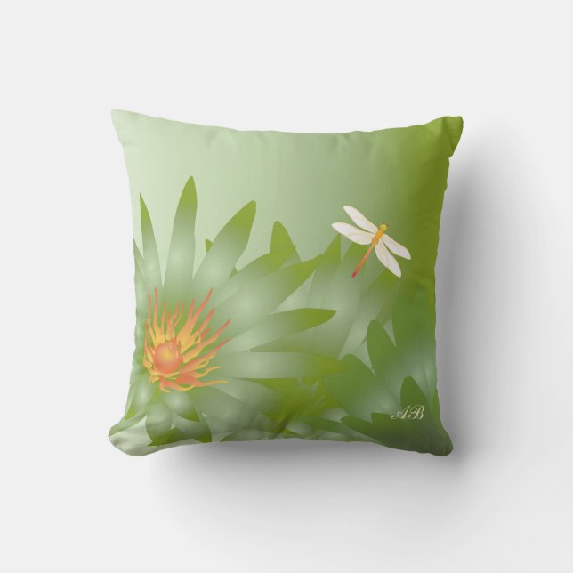 Customisable: Green daisies Cushion (Front)