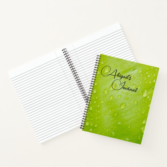 Customisable green fresh raindrops Journal  (Inside)