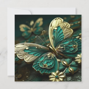 Customisable Green & Gold Vintage Butterfly