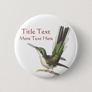 Customisable Green Hummingbird Pin / Button