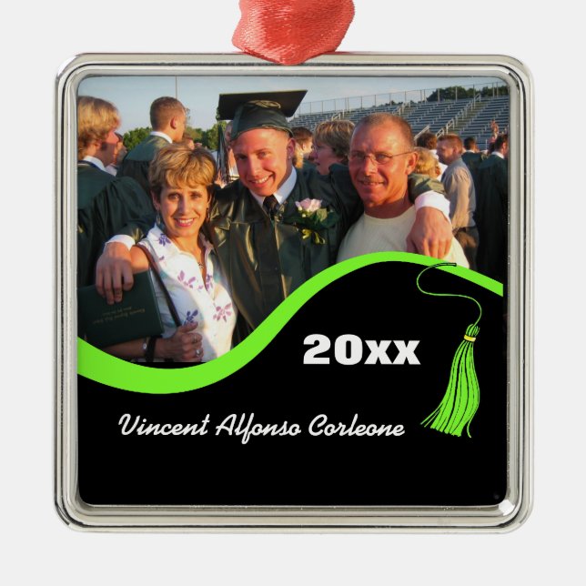 Customisable Green Tassel Graduation Ornament (Front)
