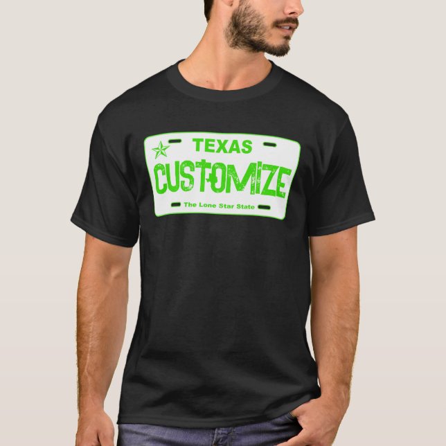Customisable green Texas license plate shirt (Front)
