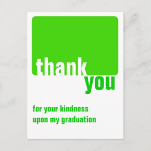 Customisable Green - Thank you  - Graduation Postcard
