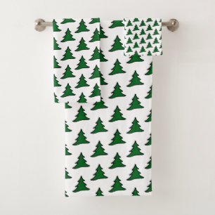 Customisable Green Trees Bath Towel Set