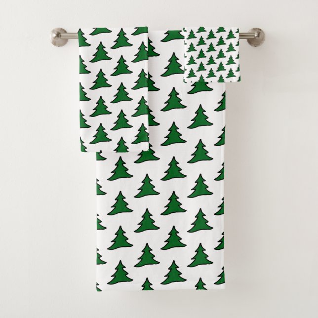 Customisable Green Trees Bath Towel Set (Insitu)