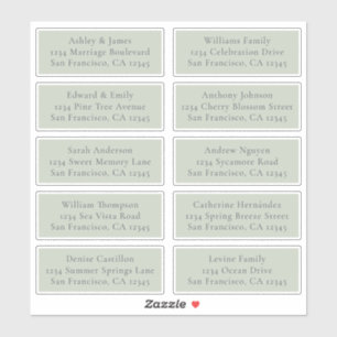 Customisable Green Wedding Guest Address Labels