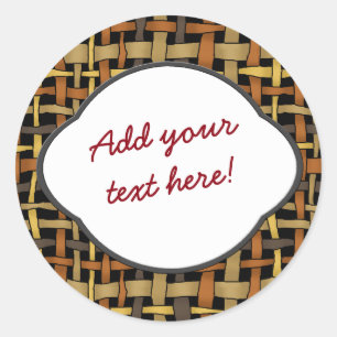 Customisable Greeting on Natural Colours Burlap Classic Round Sticker