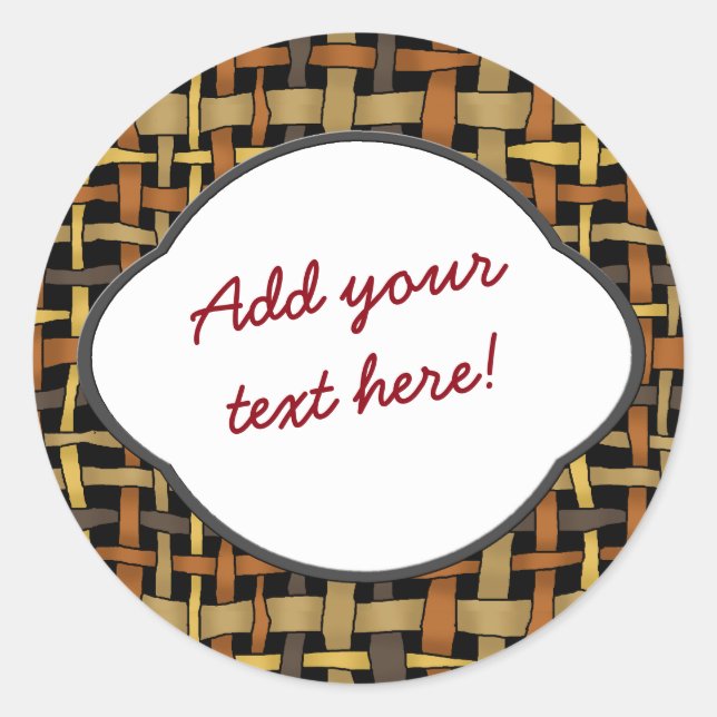 Customisable Greeting on Natural Colours Burlap Classic Round Sticker (Front)