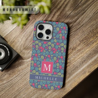 Customisable Grey Blue Floral Pink Green Flowers