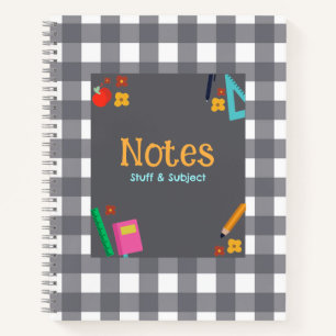 Customisable Grey Plaid Notebook