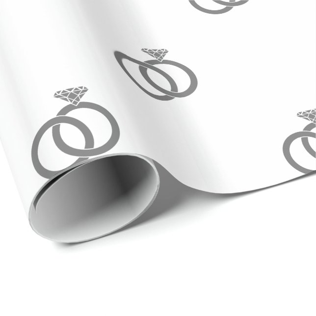Customisable Grey Wedding Rings on White Wrapping Paper (Roll Corner)