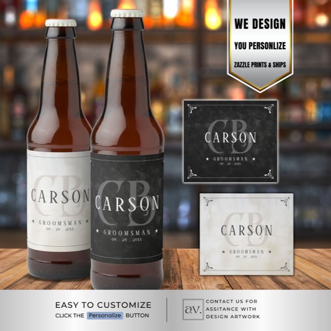 Customisable Groomsmen Gifts  Beer Bottle Label (Creator Uploaded)