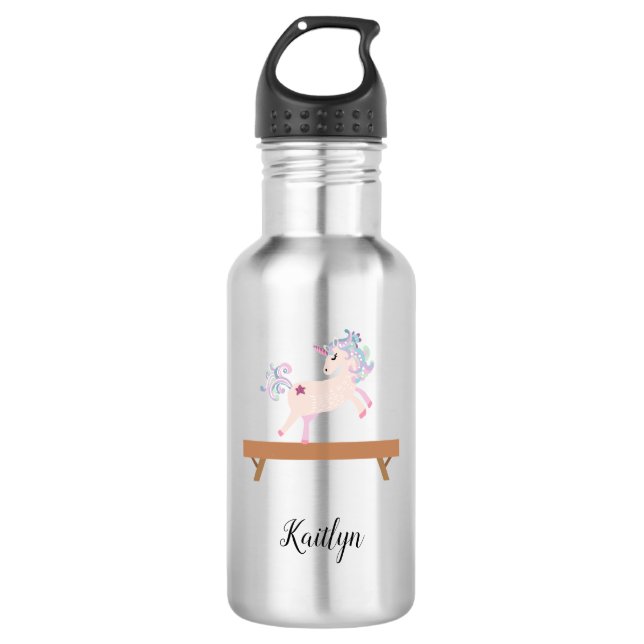 Customisable Gymnastics Unicorn Water Bottle (Front)