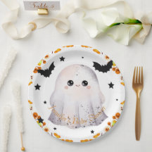 Customisable Halloween Baby Shower Paper Plate