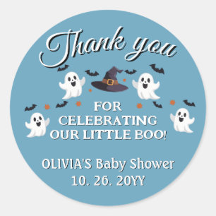 Customisable Halloween Baby Shower Thank You Classic Round Sticker