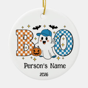 Customisable Halloween BOO Ceramic Tree Decoration