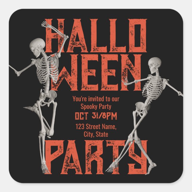 Customisable Halloween Dance Party Square Sticker (Front)