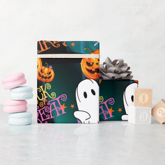 Customisable Halloween Ghost Pumpkin Wrapping Pape Paper (Baby Shower)