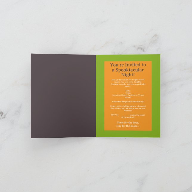 Customisable Halloween invitation  (Inside)