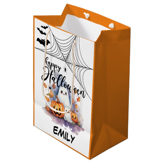 Customisable Halloween Medium Trick or Treat Bag (Front Angled)