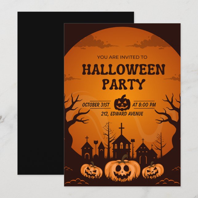 Customisable Halloween party Invitation Card (Front/Back)