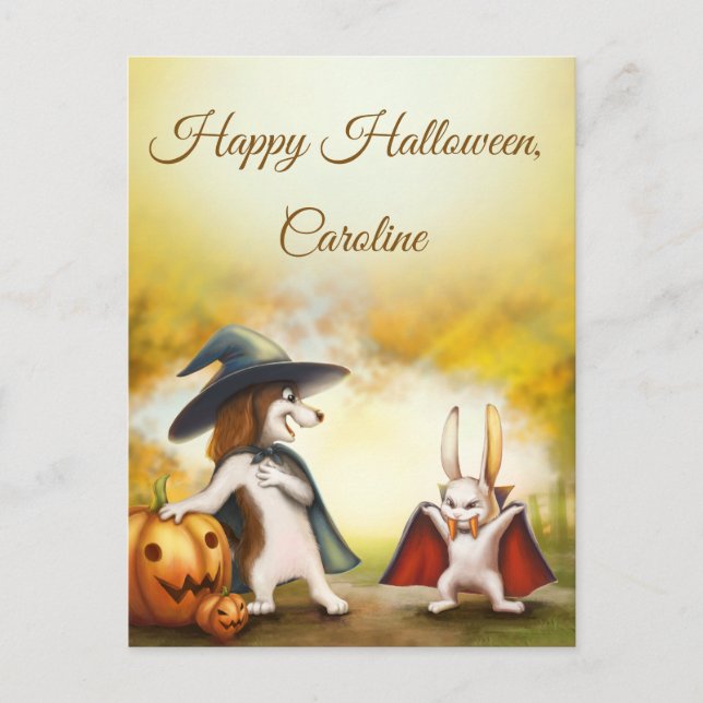 Customisable Halloween Postcard Vintage Style (Front)