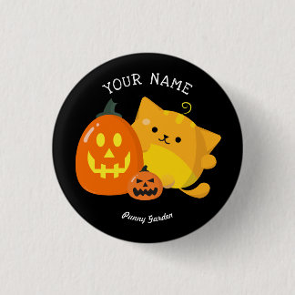 Customisable Halloween - Pumpkin Cat 3 Cm Round Badge