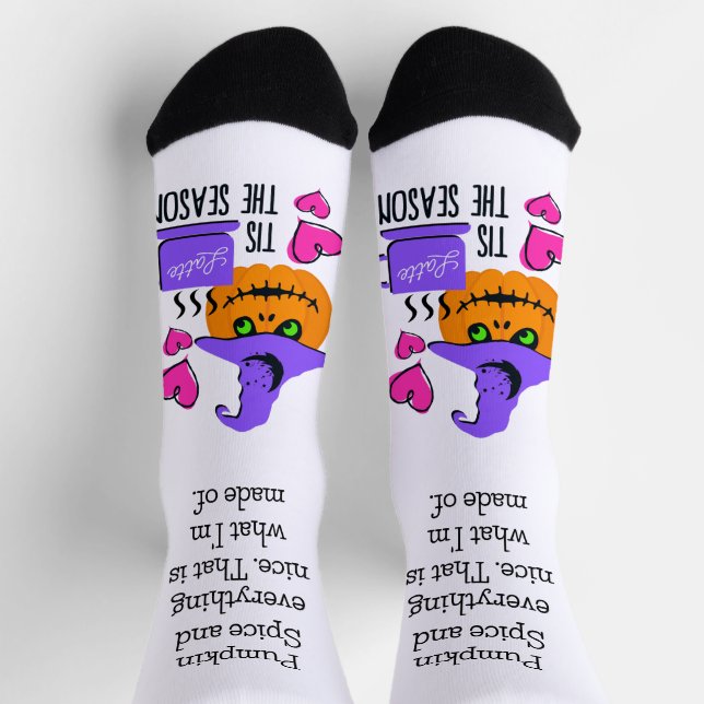 Customisable Halloween Pumpkin Spice Season Socks (Top)