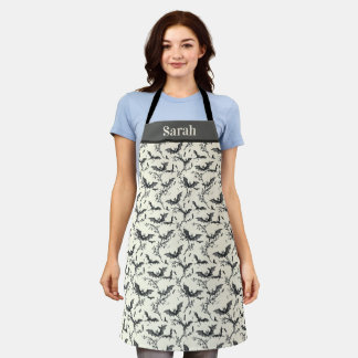 Customisable Halloween Vintage Bats Pattern Apron