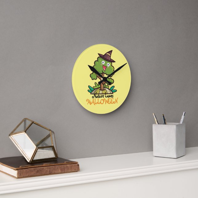 Customisable Halloween Witch Tree Round Clock (Office)