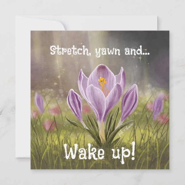 Customisable Hand Drawn Crocus Flowers Card (Front)