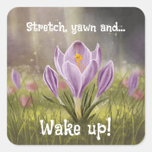 Customisable Hand Drawn Crocus Flowers Square Sticker