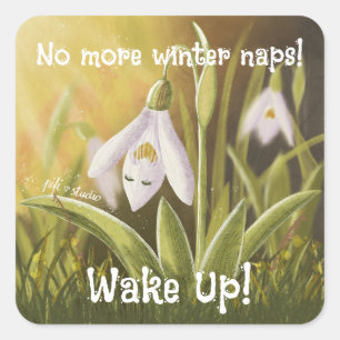 Customisable Hand Drawn Snowdrop Floral Square Sticker