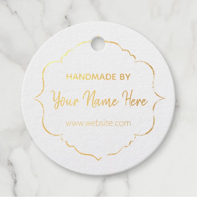 Customisable Handmade Gold Foil Favour Tags (Front)