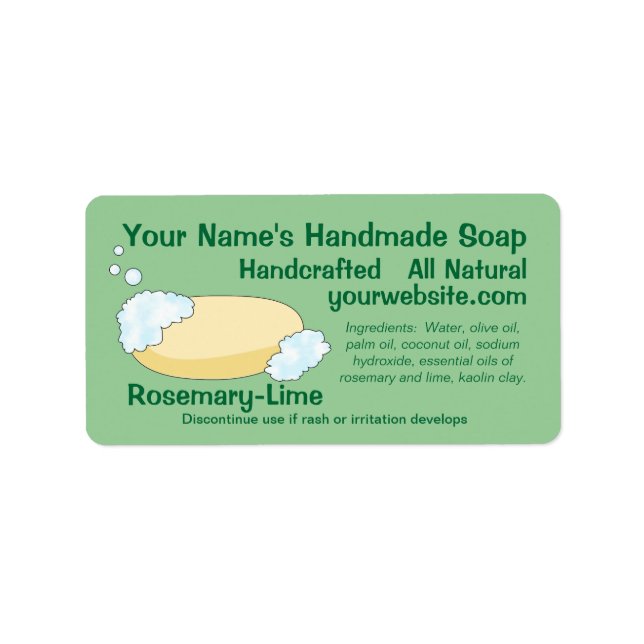 Customisable Handmade Soap Label Template (Front)