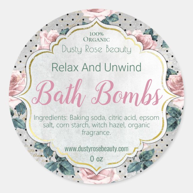 Customisable Handmade Vintage Bath Bomb Label (Front)
