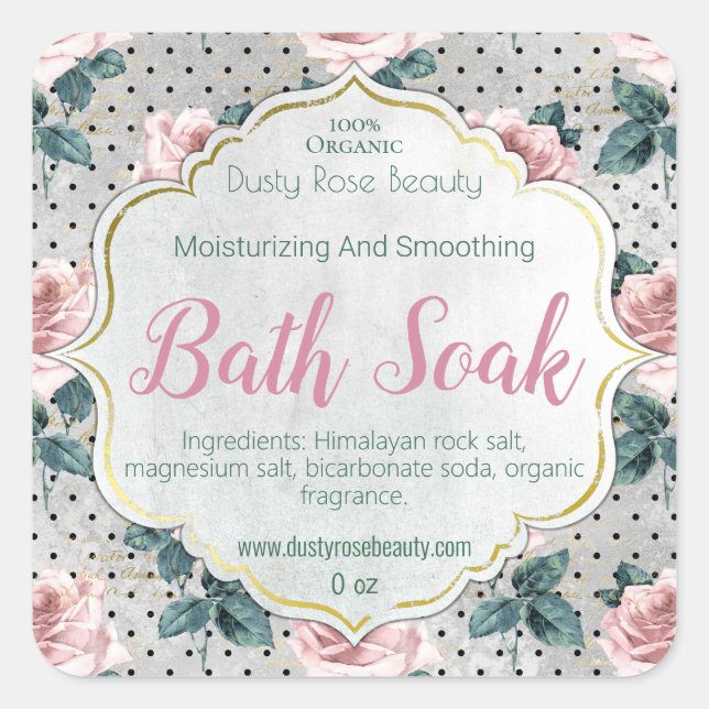 Customisable Handmade Vintage Bath Soak Label (Front)