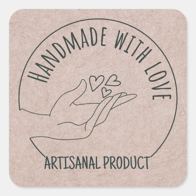 Customisable Handmade With Love Product Square Sticker (Front)