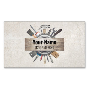 Customisable handyman contractor tools textured magnetic business card