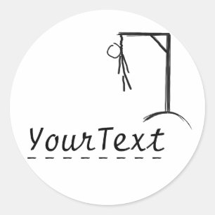 Customisable hangman with a word of your choice classic round sticker