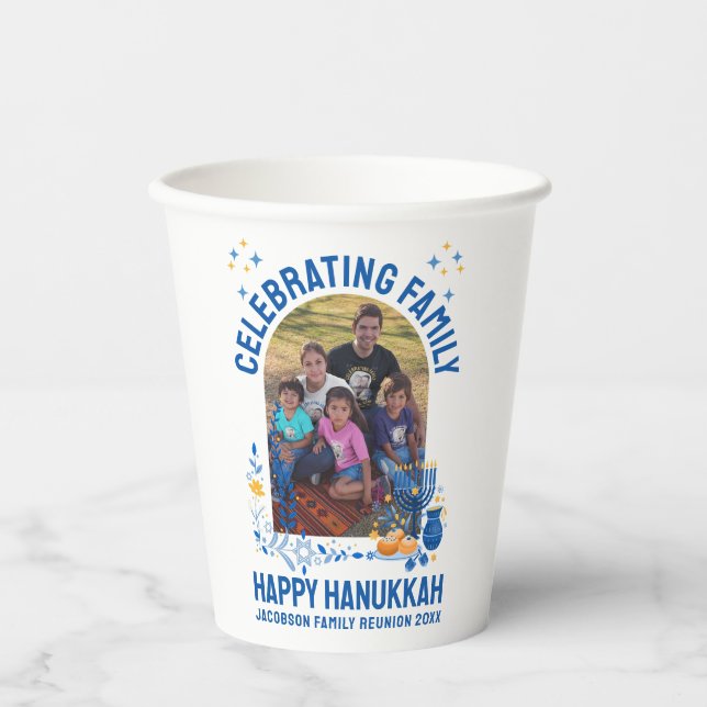 Customisable HANUKKAH FAMILY REUNION  Paper Cups (Front)
