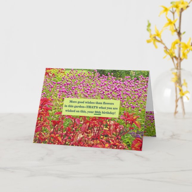 customisable Happy 90th Birthday/floral Card (Yellow Flower)