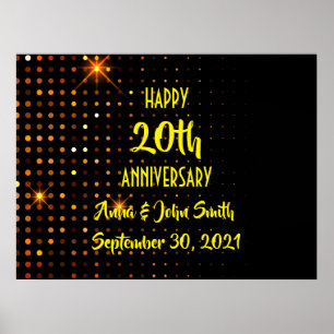 Customisable Happy Anniversary sparkle glitter Poster