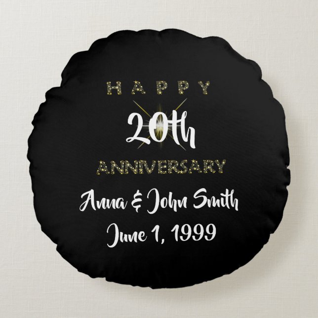 Customisable Happy Anniversary Starry Round Cushion (Front)
