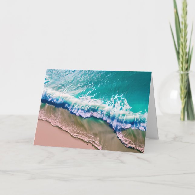 Customisable Happy Anniversary | Turquoise Waves Card (Front)