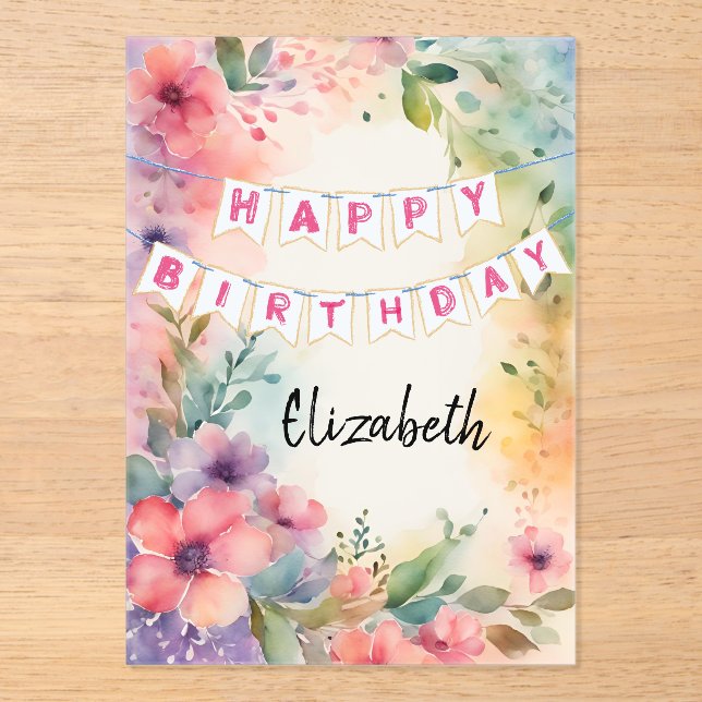 Customisable Happy Birthday Acrylic Invitations (Front)
